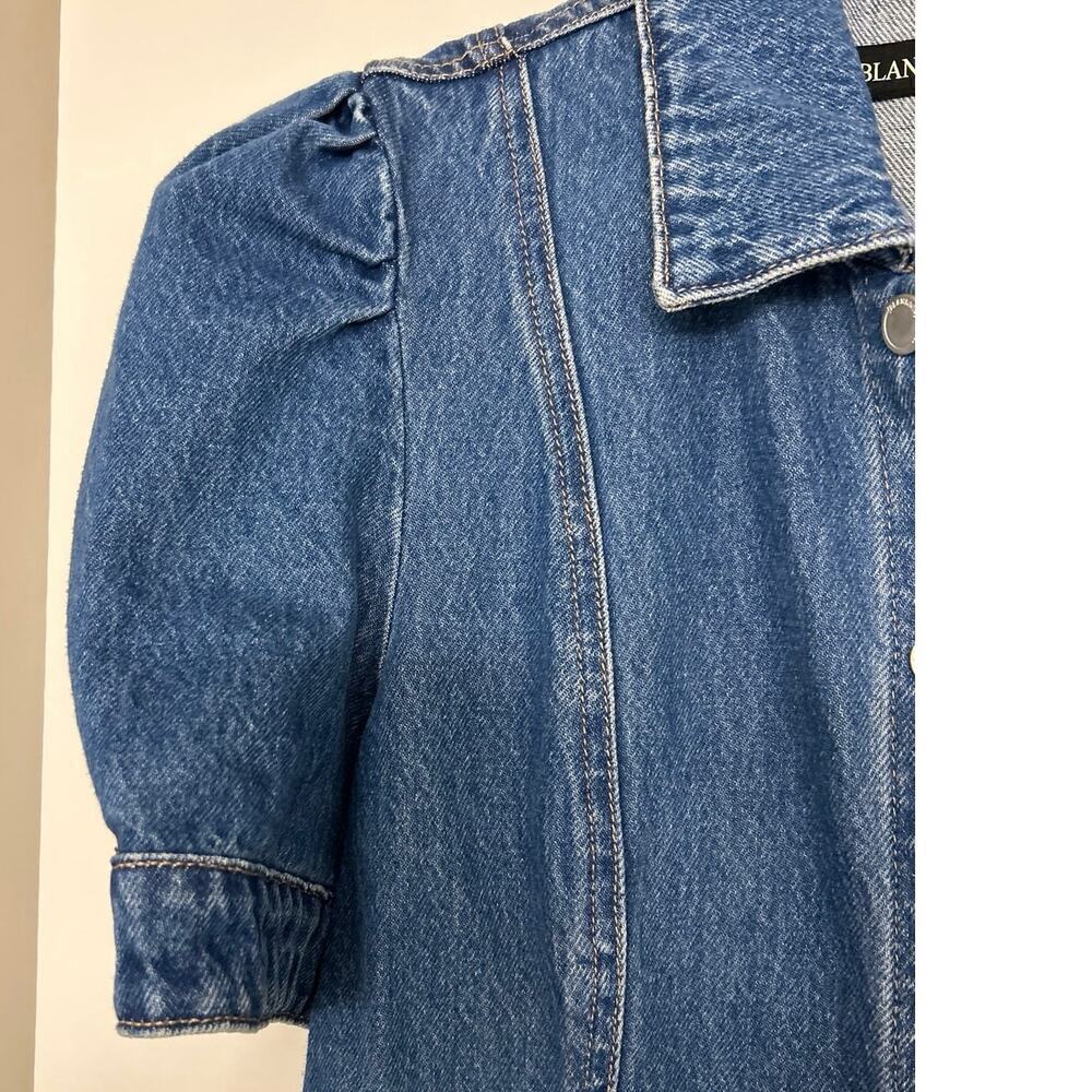 BLANK NYC NWT Walk In The Park Denim Puff Sleeve Mini Dress Size Large - Picture 8 of 13